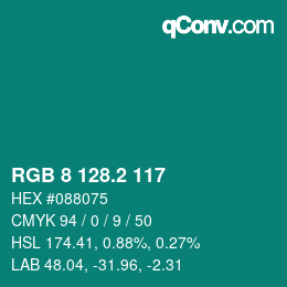 カラーコード: RGB 8 128.2 117 | qconv.com