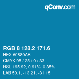 カラーコード: RGB 8 128.2 171.6 | qconv.com