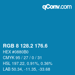 カラーコード: RGB 8 128.2 176.6 | qconv.com