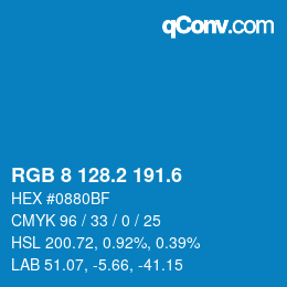 カラーコード: RGB 8 128.2 191.6 | qconv.com