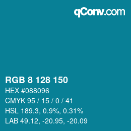 颜色代码: RGB 8 128 150 | qconv.com