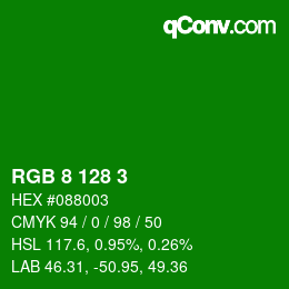 Color code: RGB 8 128 3 | qconv.com