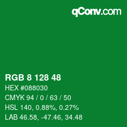 Color code: RGB 8 128 48 | qconv.com