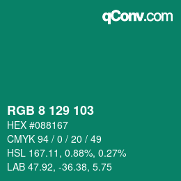 カラーコード: RGB 8 129 103 | qconv.com