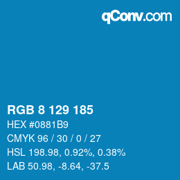 Color code: RGB 8 129 185 | qconv.com