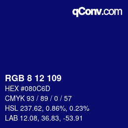 Farbcode: RGB 8 12 109 | qconv.com