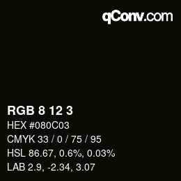 Color code: RGB 8 12 3 | qconv.com
