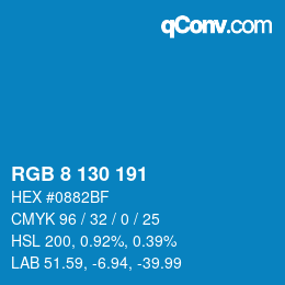 Color code: RGB 8 130 191 | qconv.com
