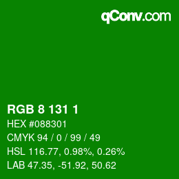 Color code: RGB 8 131 1 | qconv.com