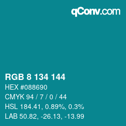 Color code: RGB 8 134 144 | qconv.com