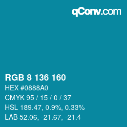 Color code: RGB 8 136 160 | qconv.com