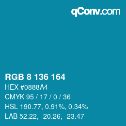 Color code: RGB 8 136 164 | qconv.com