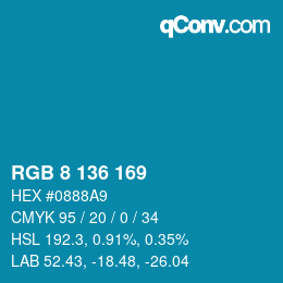 Color code: RGB 8 136 169 | qconv.com