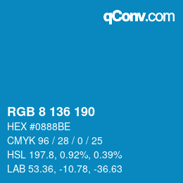 Color code: RGB 8 136 190 | qconv.com