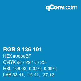 Color code: RGB 8 136 191 | qconv.com