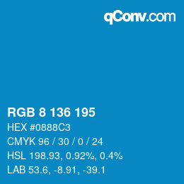 Color code: RGB 8 136 195 | qconv.com