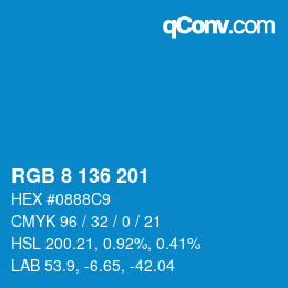 Color code: RGB 8 136 201 | qconv.com