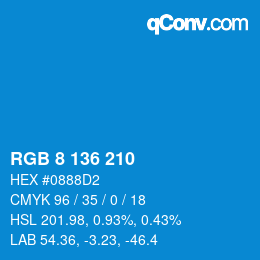 Farbcode: RGB 8 136 210 | qconv.com