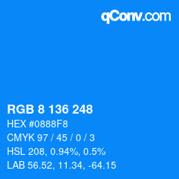 Color code: RGB 8 136 248 | qconv.com