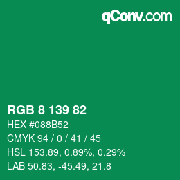 Color code: RGB 8 139 82 | qconv.com