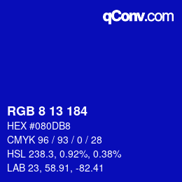 カラーコード: RGB 8 13 184 | qconv.com