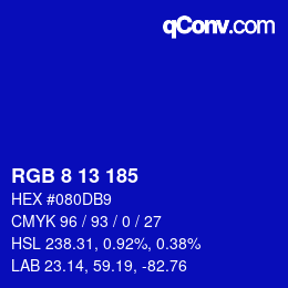 カラーコード: RGB 8 13 185 | qconv.com
