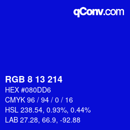 Color code: RGB 8 13 214 | qconv.com