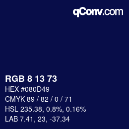 Color code: RGB 8 13 73 | qconv.com