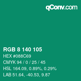 颜色代码: RGB 8 140 105 | qconv.com