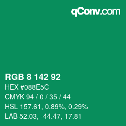 カラーコード: RGB 8 142 92 | qconv.com
