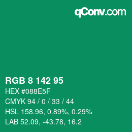 Color code: RGB 8 142 95 | qconv.com