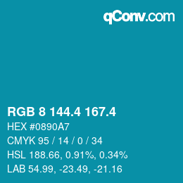 カラーコード: RGB 8 144.4 167.4 | qconv.com