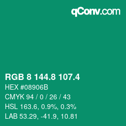 カラーコード: RGB 8 144.8 107.4 | qconv.com