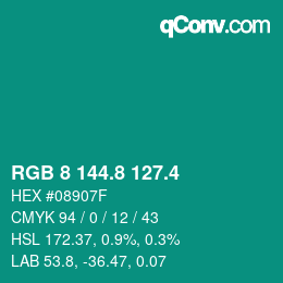 カラーコード: RGB 8 144.8 127.4 | qconv.com