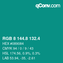 カラーコード: RGB 8 144.8 132.4 | qconv.com