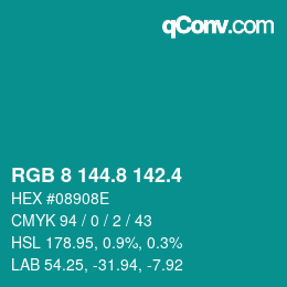 カラーコード: RGB 8 144.8 142.4 | qconv.com