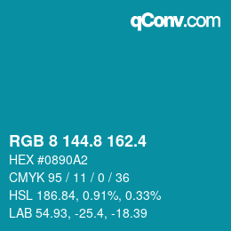 カラーコード: RGB 8 144.8 162.4 | qconv.com