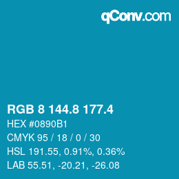 カラーコード: RGB 8 144.8 177.4 | qconv.com
