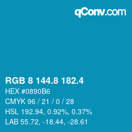 カラーコード: RGB 8 144.8 182.4 | qconv.com