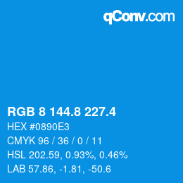 カラーコード: RGB 8 144.8 227.4 | qconv.com