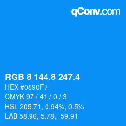 カラーコード: RGB 8 144.8 247.4 | qconv.com