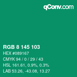 Color code: RGB 8 145 103 | qconv.com