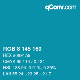 Color code: RGB 8 145 169 | qconv.com