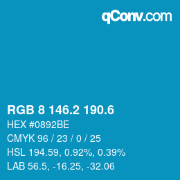 カラーコード: RGB 8 146.2 190.6 | qconv.com