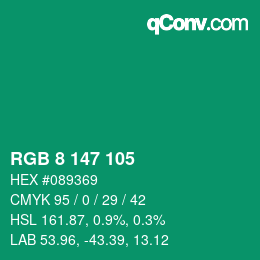 Color code: RGB 8 147 105 | qconv.com