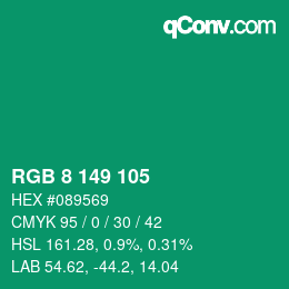 カラーコード: RGB 8 149 105 | qconv.com