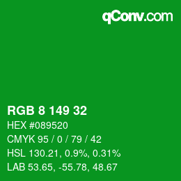 Color code: RGB 8 149 32 | qconv.com
