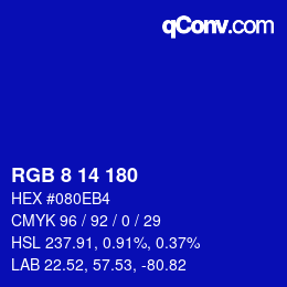 カラーコード: RGB 8 14 180 | qconv.com