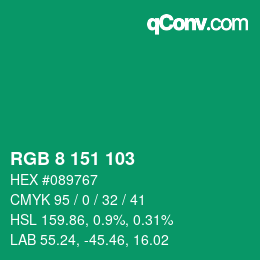 颜色代码: RGB 8 151 103 | qconv.com