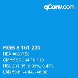Color code: RGB 8 151 230 | qconv.com